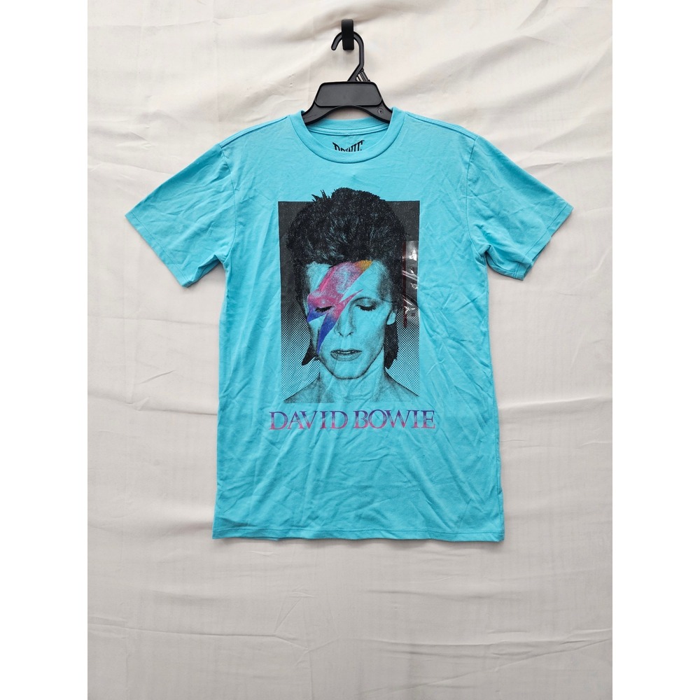Goodie Two Sleeves Womens David Bowie Graphic T-Shirt Blue Cotton Blend Size XS